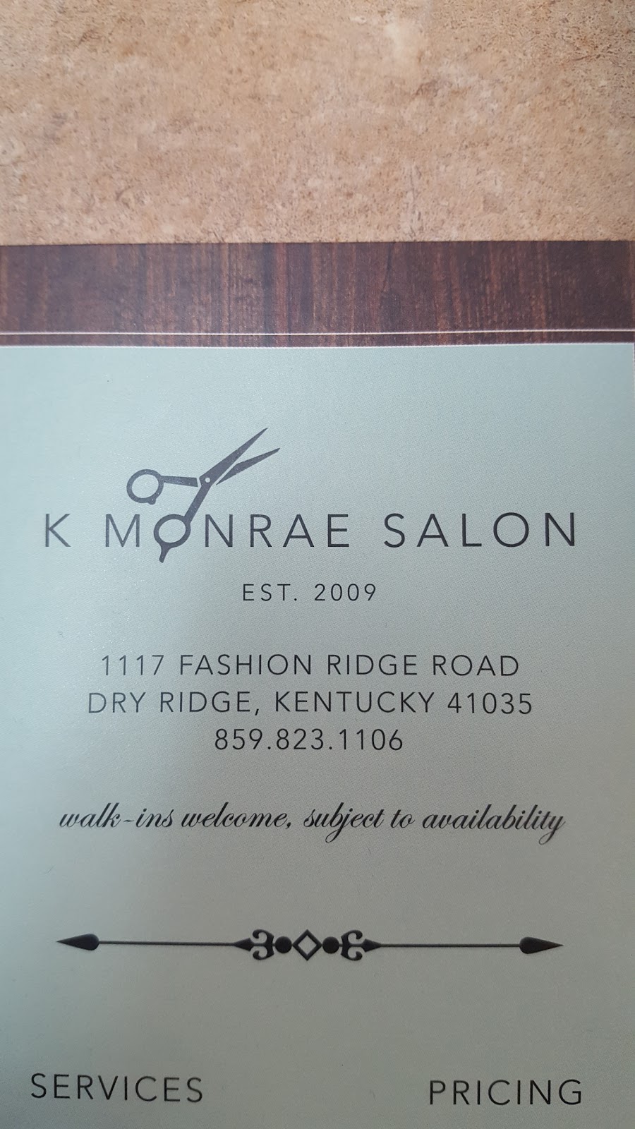 K Monrae Salon | 1117 Fashion Ridge Rd, Dry Ridge, KY 41035, USA | Phone: (859) 823-1106