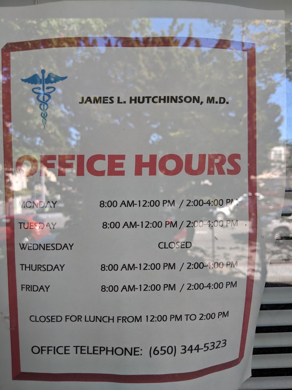James L. Hutchinson, MD | 72 N San Mateo Dr, San Mateo, CA 94401, USA | Phone: (650) 344-5323