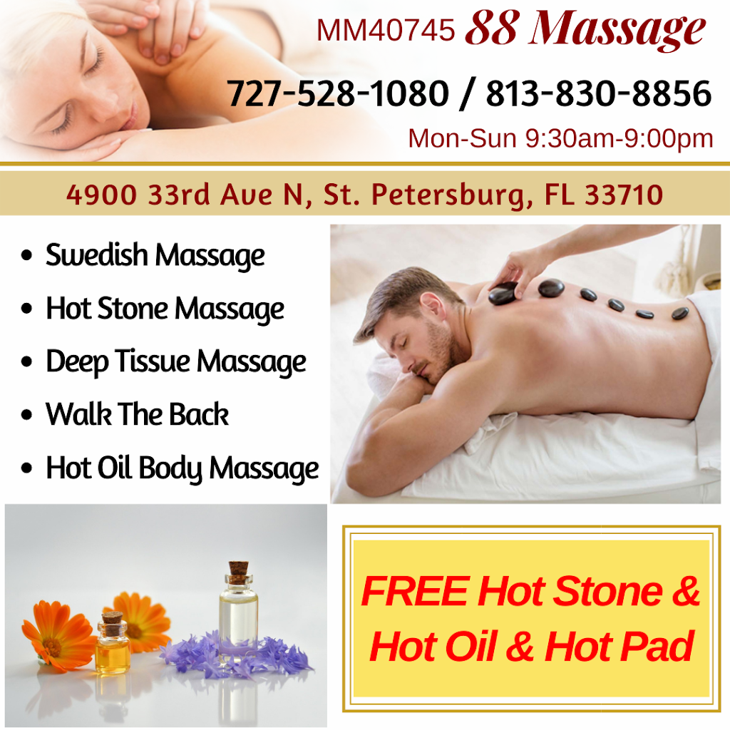 88 Massage | 4900 33rd Ave N, St. Petersburg, FL 33710, USA | Phone: (727) 528-1080