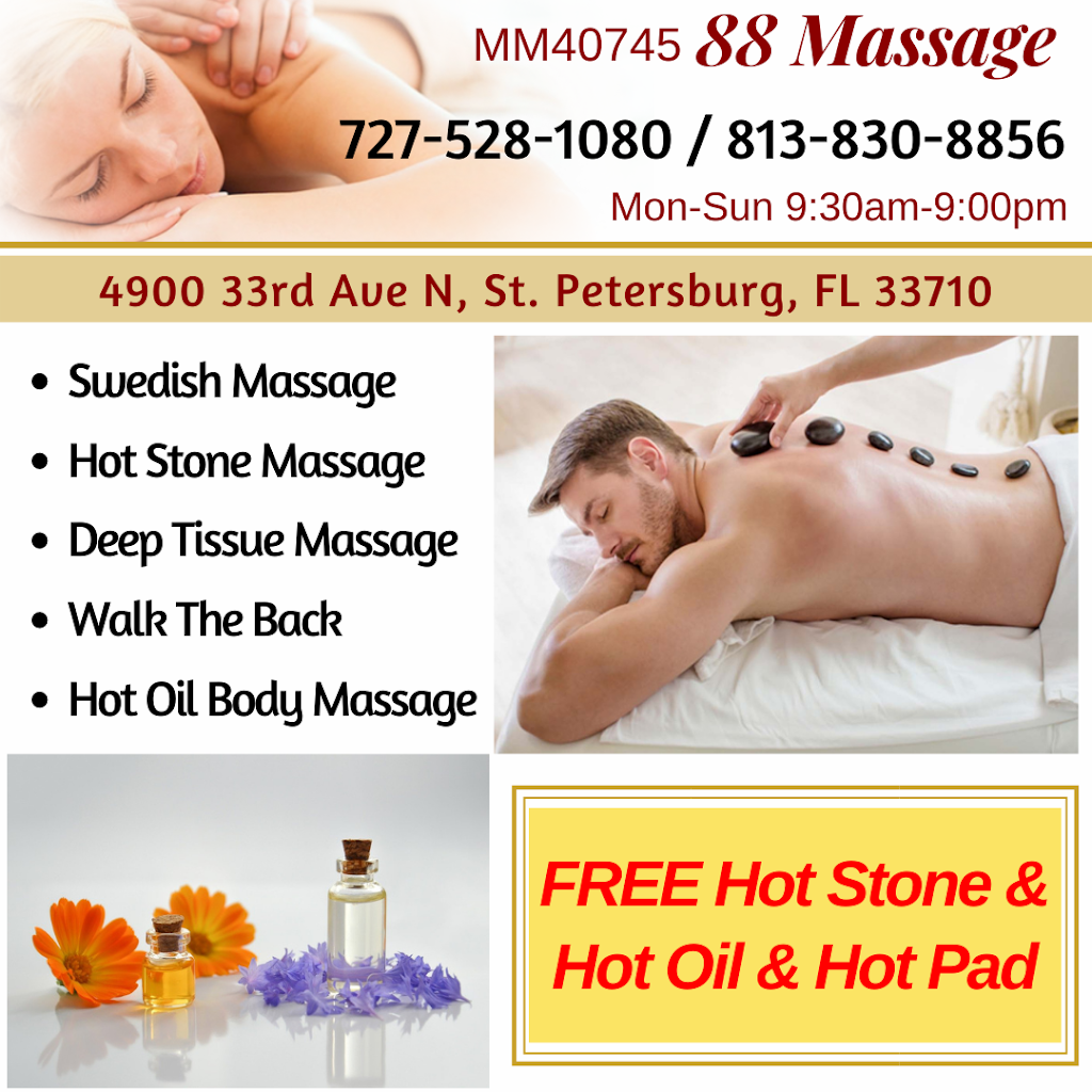 88 Massage | 4900 33rd Ave N, St. Petersburg, FL 33710, USA | Phone: (727) 528-1080 88 Massage | 4900 33rd Ave N, St. Petersburg, FL 33710, USA | Phone: (727) 528-1080