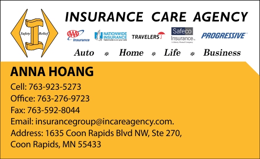 INSURANCE CARE AGENCY-ANNA HOANG AGENT | 1635 Coon Rapids Blvd NW #270, Coon Rapids, MN 55433, USA | Phone: (763) 276-9723