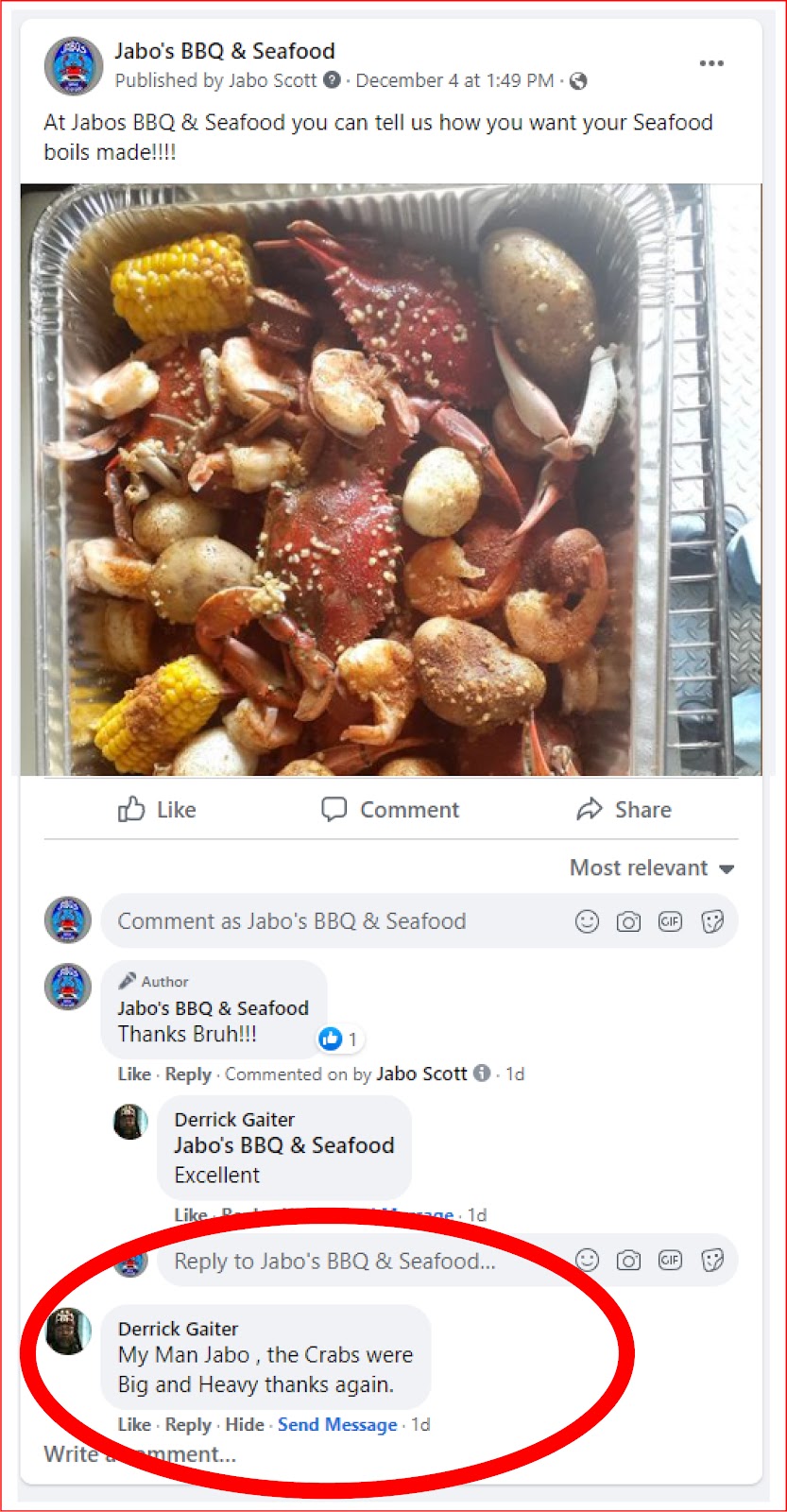 Jabos BBQ and Seafood | 4307 Calienta St, Hernando Beach, FL 34607, USA | Phone: (352) 686-9500
