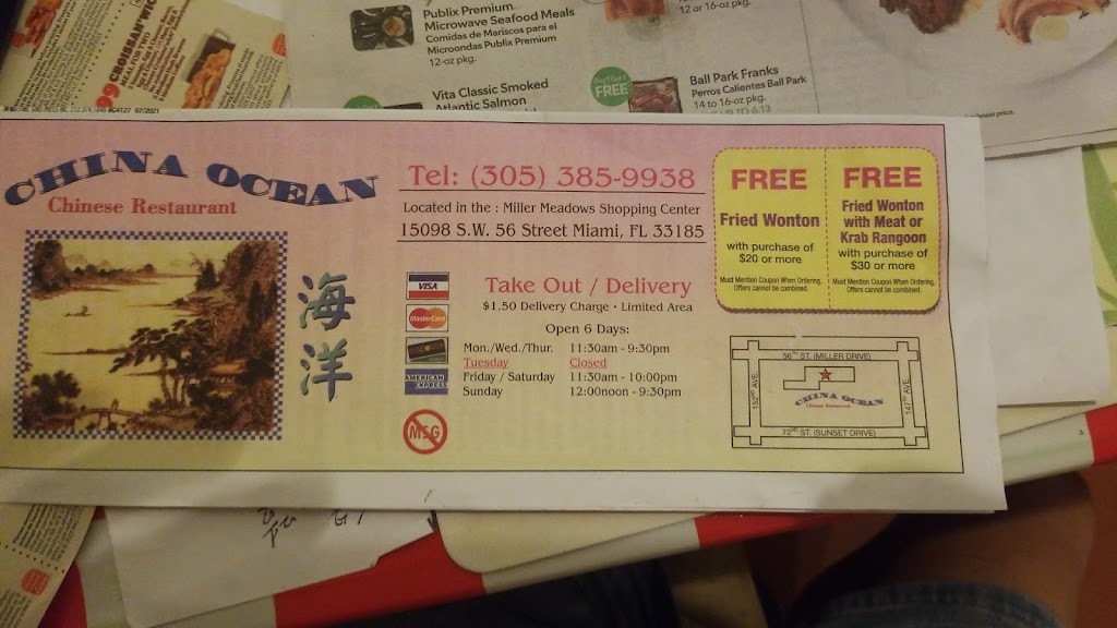 China Ocean Chinese Restaurant | 15098 SW 56th St, Miami, FL 33185, USA | Phone: (305) 385-9938 China Ocean Chinese Restaurant | 15098 SW 56th St, Miami, FL 33185, USA | Phone: (305) 385-9938