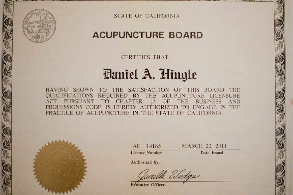 HPI Acupuncture/Dan Hingle, LAC | 116 Brocastle Way, Los Gatos, CA 95032, USA | Phone: (408) 203-7516