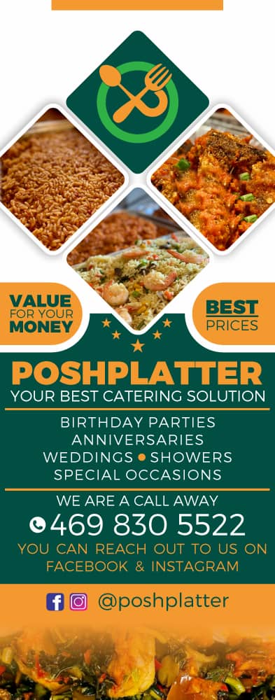 POSHPLATTER AFRICAN CATERING SERVICES. | 201 Planters Rd, Sunnyvale, TX 75182, USA | Phone: (469) 830-5522