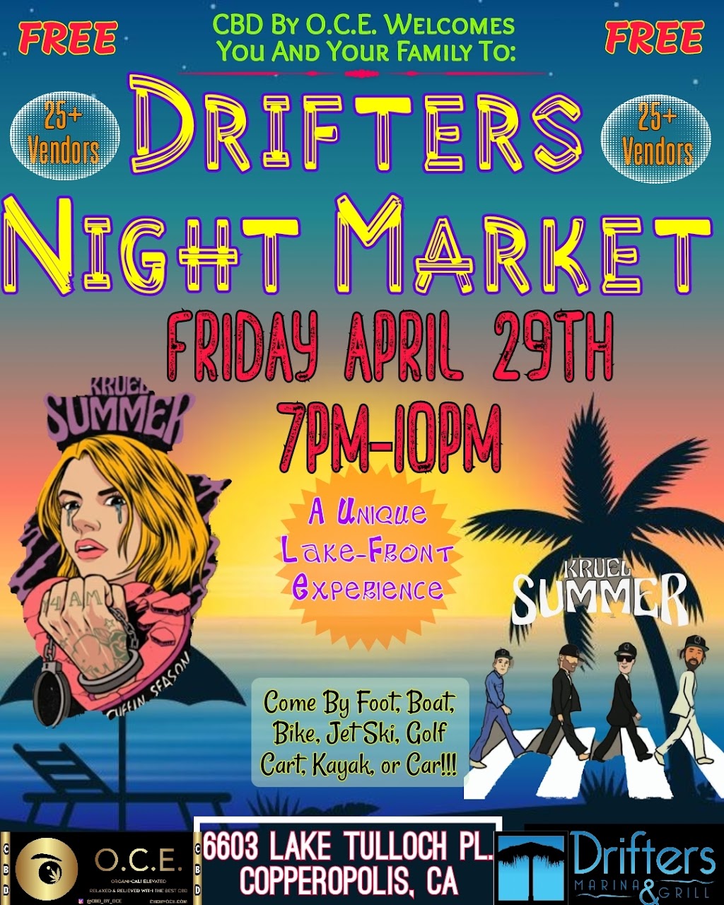 Drifters Night Market | 6603 Lake Tulloch Pl, Copperopolis, CA 95228, USA | Phone: (209) 718-0369