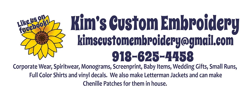 Kims Custom Embroidery | 5684 S 89th W Ave, Tulsa, OK 74107, USA | Phone: (918) 625-4458