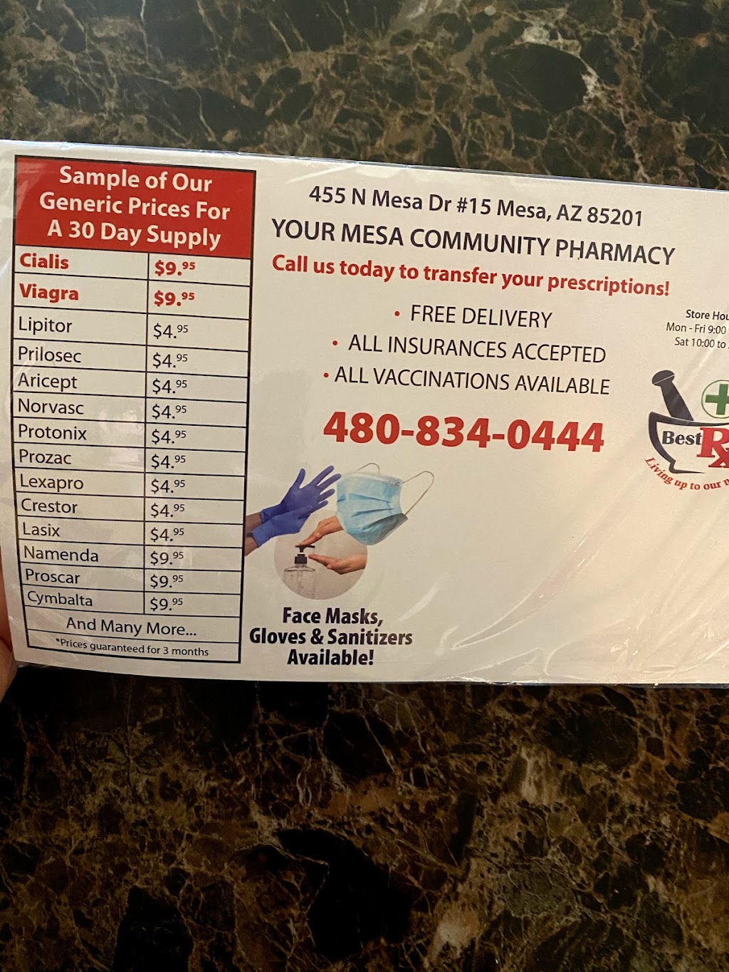 Best Rx Pharmacy, Inc | 455 N Mesa Dr #15, Mesa, AZ 85201 | Phone: (480) 834-0444