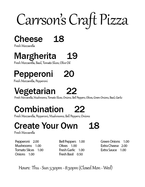 Carrsons Craft Pizza | 1505 S Winchester Blvd, San Jose, CA 95128, USA | Phone: (669) 322-6680