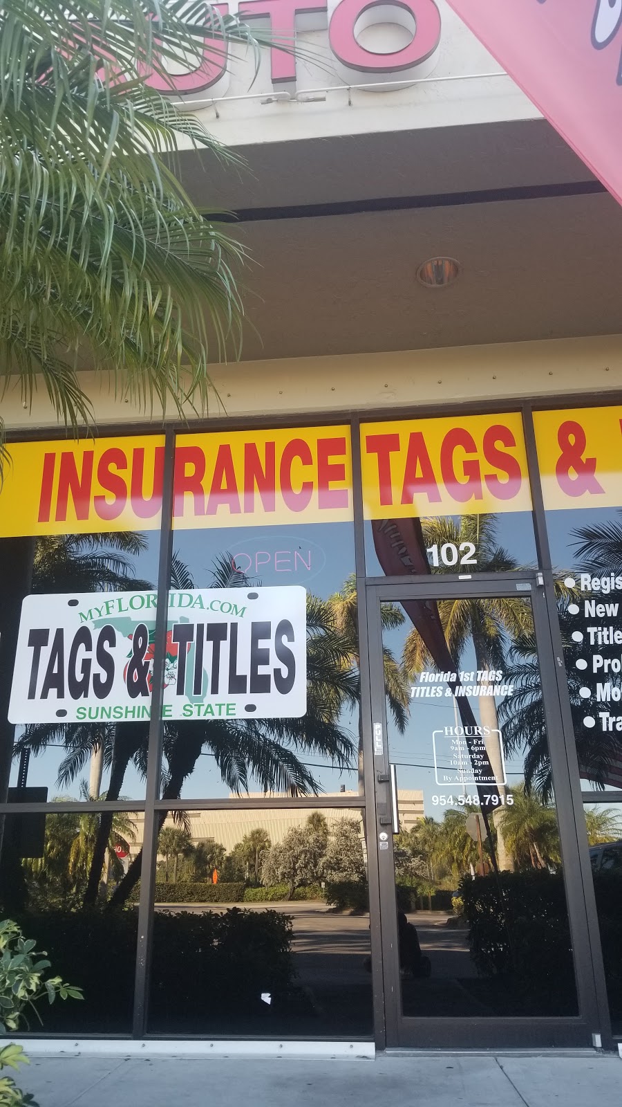 Florida 1st Tags Titles & Insurance Davie | 4343 S State Rd 7 ste 109, Davie, FL 33314, USA | Phone: (954) 368-5598