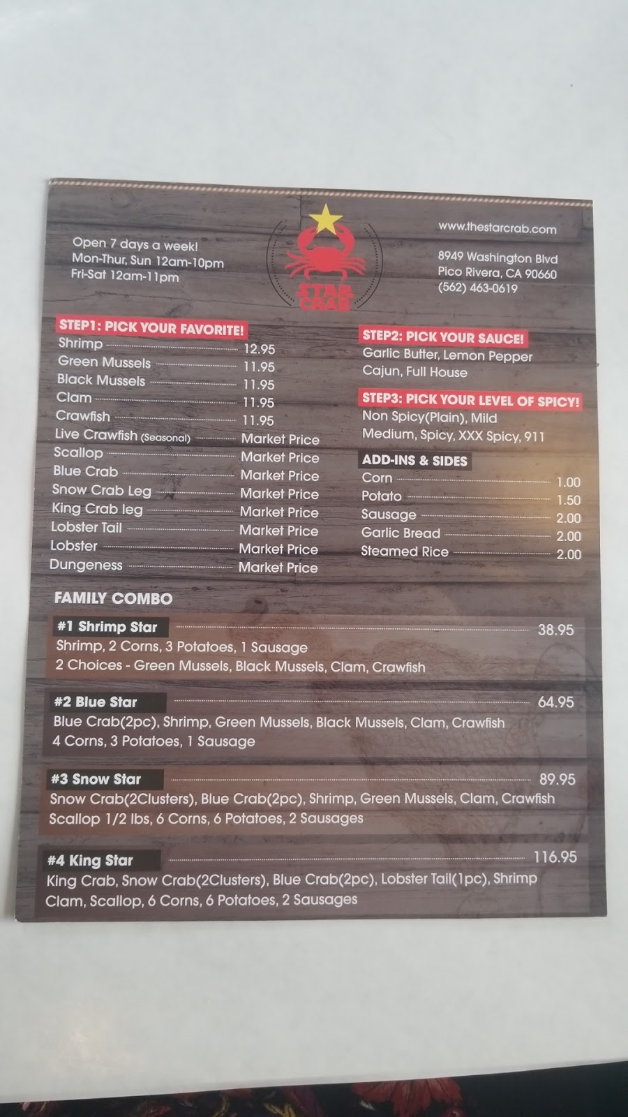 Star Crab | 8949 Washington Blvd, Pico Rivera, CA 90660, USA | Phone: (562) 463-0619