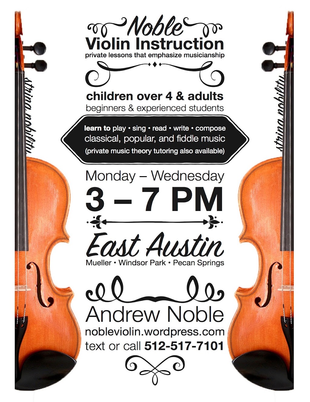 Noble Violin Instruction | 5404 Chevy Cir, Austin, TX 78723, USA | Phone: (512) 517-7101