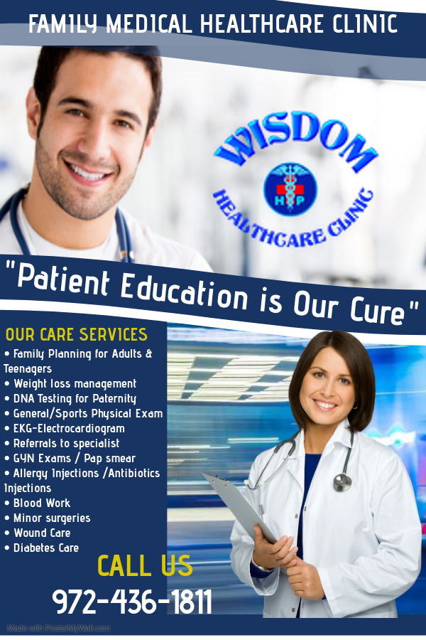 Wisdom Family Healthcare Clinic | 403 W Main St STE B, Lewisville, TX 75057, USA | Phone: (972) 436-1811