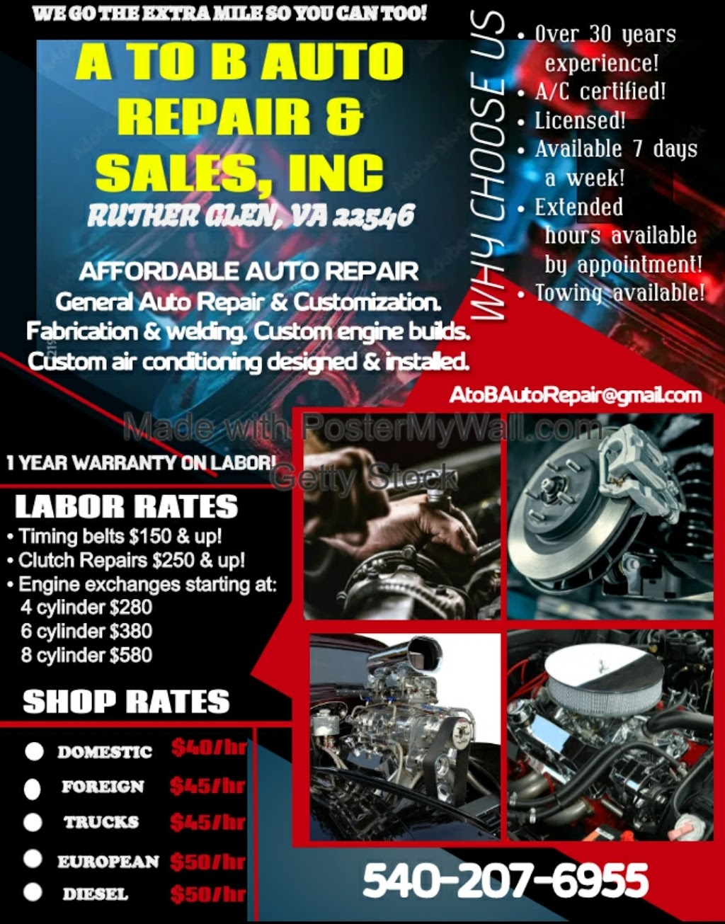 A to B Automotive Repair | 988 Lake Heritage Dr, Ruther Glen, VA 22546 | Phone: (540) 207-6955