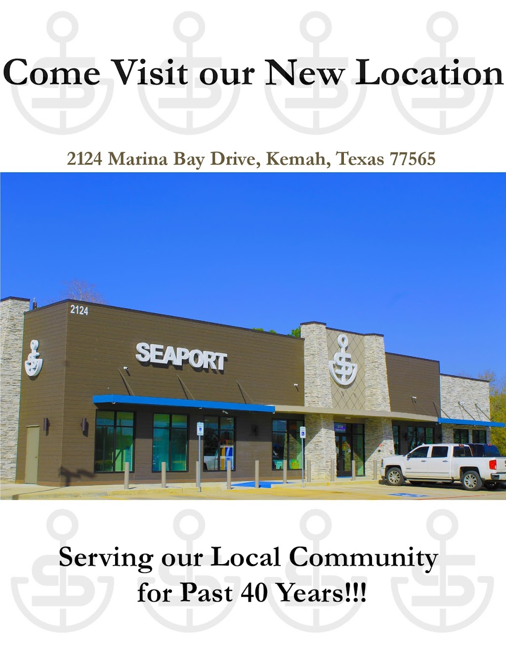 Seaport | 2124 Marina Bay Dr, Kemah, TX 77565, USA | Phone: (832) 864-2843