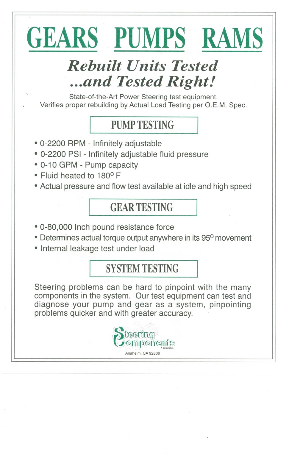 Steering Components | 3961 E Miraloma Ave, Anaheim, CA 92806, USA | Phone: (714) 572-3656