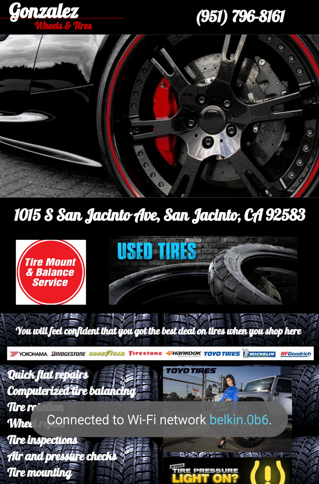 Gonzalez Wheel & Tires | 1015 S San Jacinto Ave, San Jacinto, CA 92583, USA | Phone: (951) 796-8161