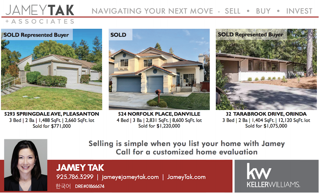 Jamey Tak - Tak & Associates, Keller Williams Realty | 760 Camino Ramon #200, Danville, CA 94526, USA | Phone: (925) 786-3299