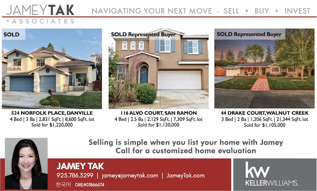 Jamey Tak - Tak & Associates, Keller Williams Realty | 760 Camino Ramon #200, Danville, CA 94526, USA | Phone: (925) 786-3299