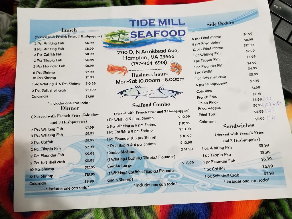 Tide Mill Seafood | 2710 N Armistead Ave, Hampton, VA 23666, USA | Phone: (757) 964-6918