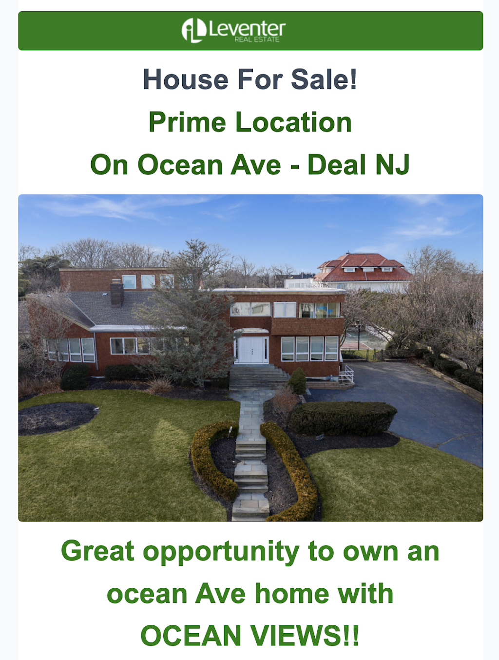 Irwin W Leventer Real Estate | 260 Norwood Ave, Deal, NJ 07723, USA | Phone: (732) 531-9800