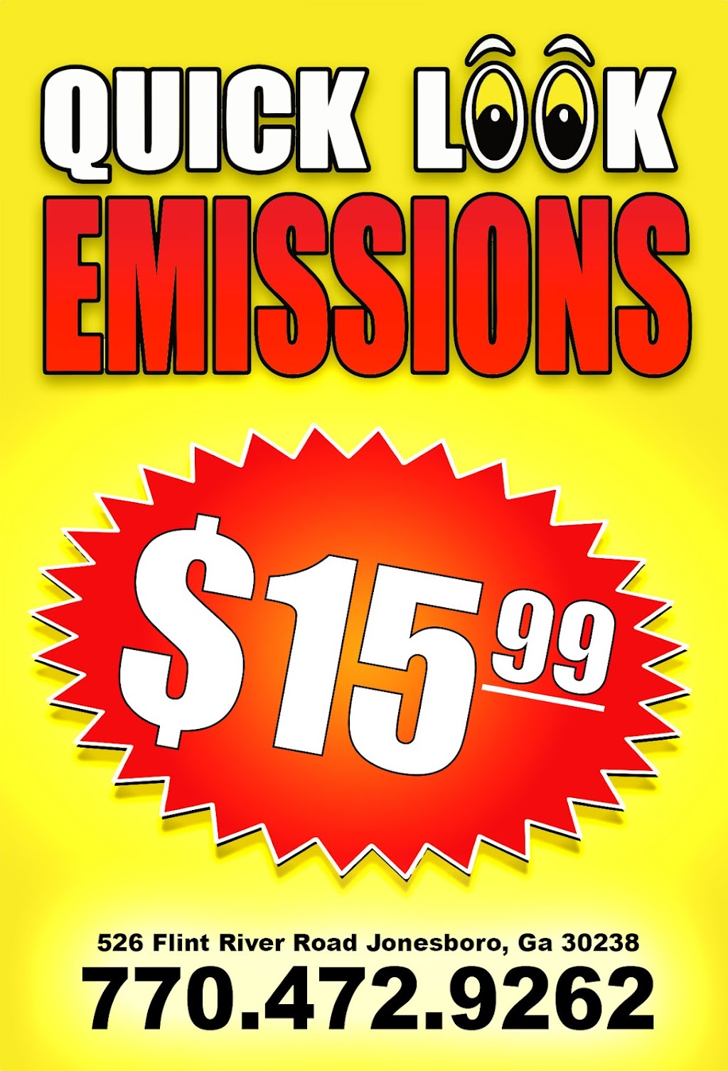 Quick Look Emissions | 526 Flint River Rd, Jonesboro, GA 30238, USA | Phone: (770) 472-9262