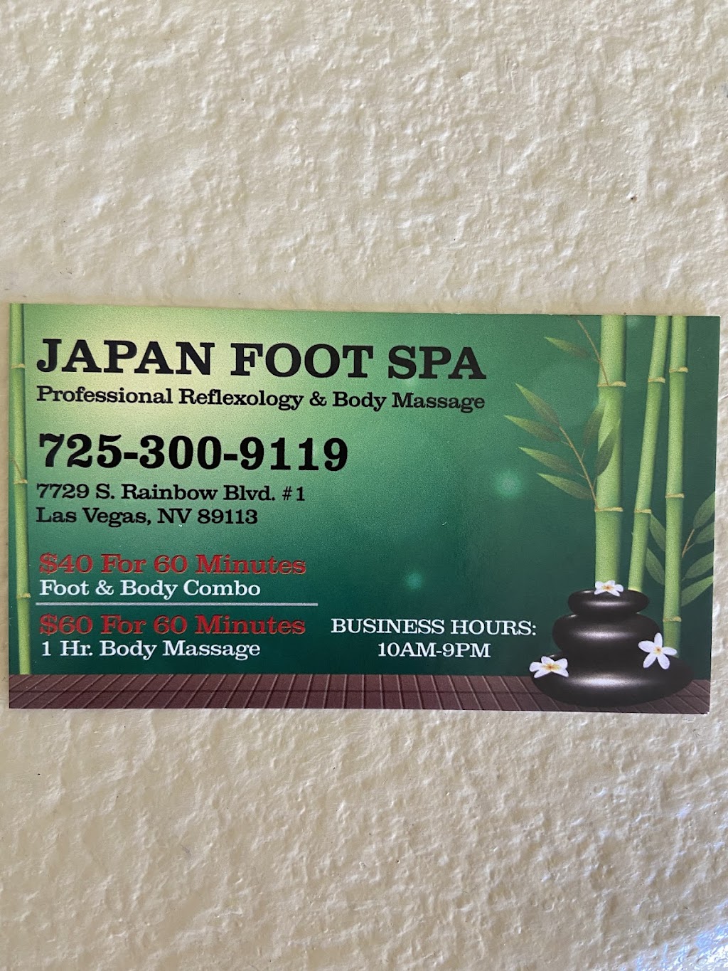 Japan Spa( professional reflexology & body massage) | 7729 S Rainbow Blvd, Las Vegas, NV 89113, USA | Phone: (725) 300-9119