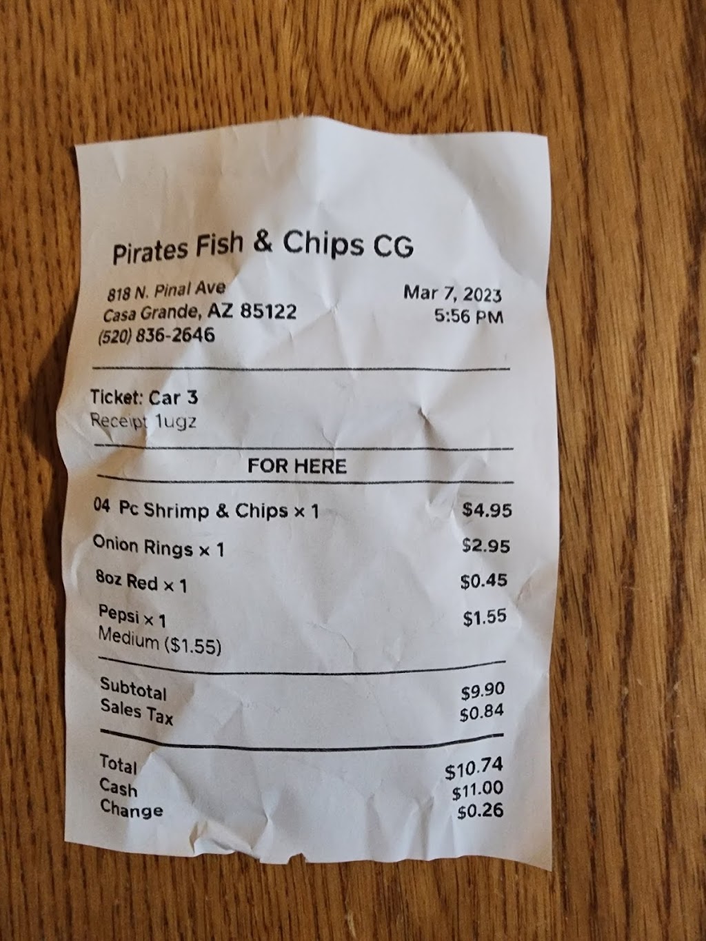 Pirates Fish & Chips | 818 N Pinal Ave, Casa Grande, AZ 85122, USA | Phone: (520) 836-2646