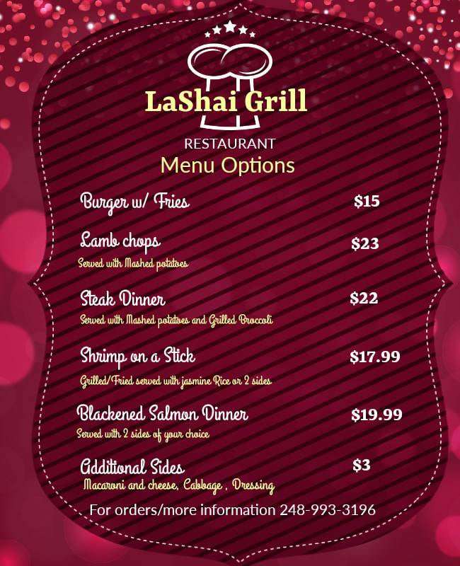 Lashais Grill | 14539 Strathmoor St, Detroit, MI 48227, USA | Phone: (248) 993-3196