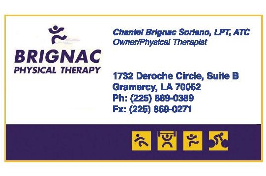 Brignac Physical Therapy | 1732 Deroche Cir, Gramercy, LA 70052, USA | Phone: (225) 869-0389