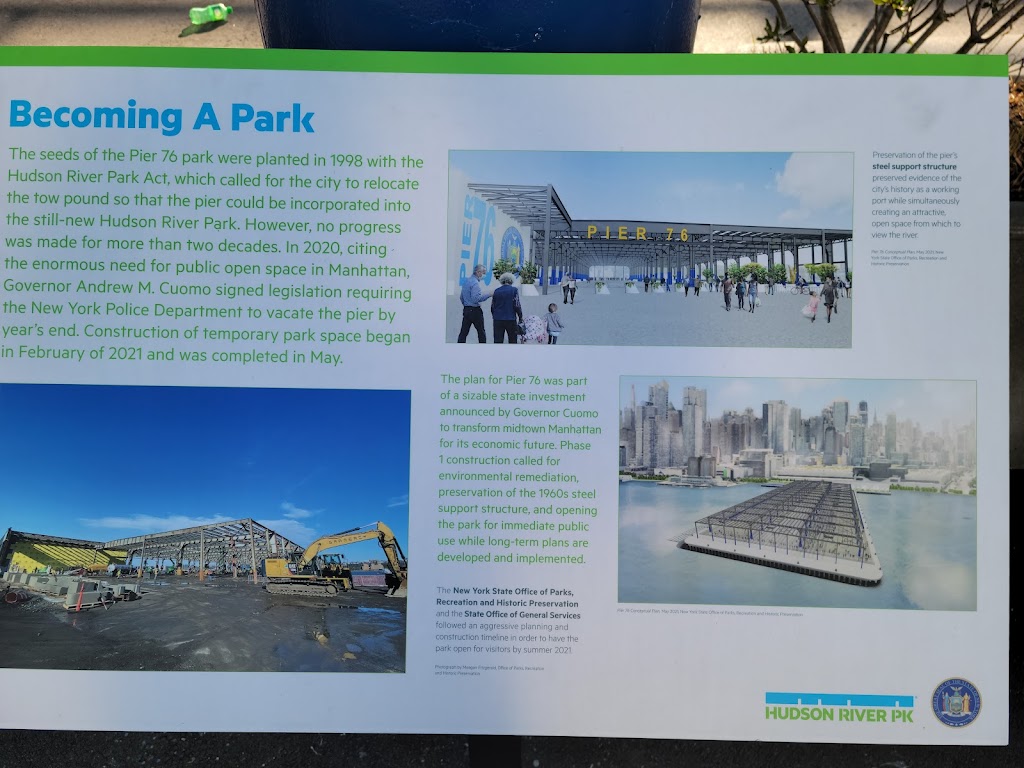 Pier 76 Hudson River Park | 408 12th Ave West, New York, NY 10018, USA | Phone: (212) 627-2020