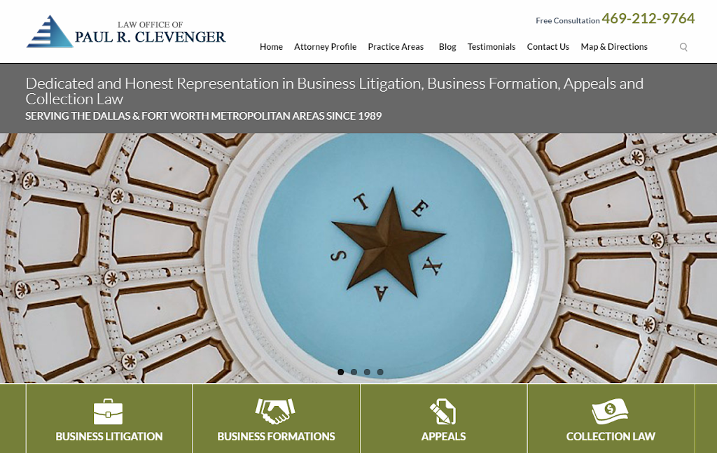 Law Office of Paul R. Clevenger | 6510 Abrams Rd #300, Dallas, TX 75231 | Phone: (469) 212-9764