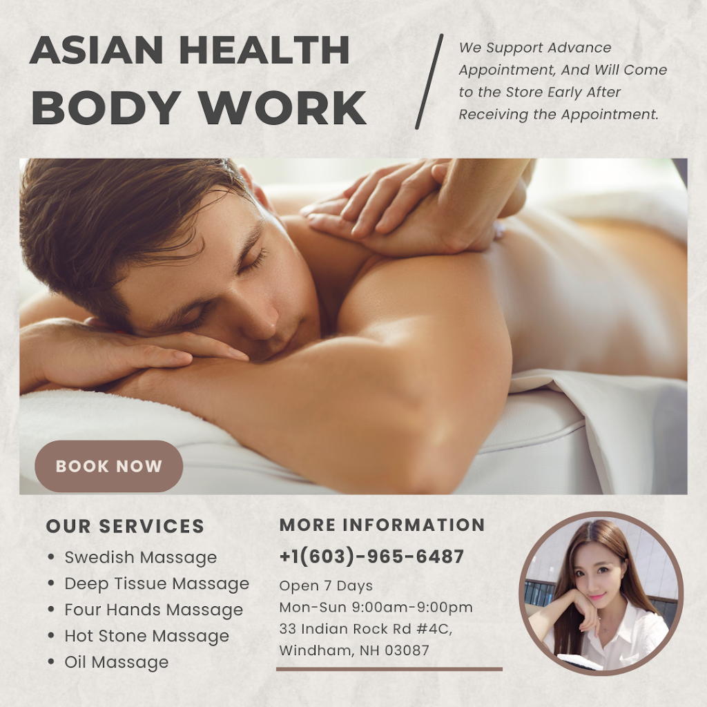 Asian Health Body Work | 33 Indian Rock Rd #4C, Windham, NH 03087, USA | Phone: (603) 965-6487