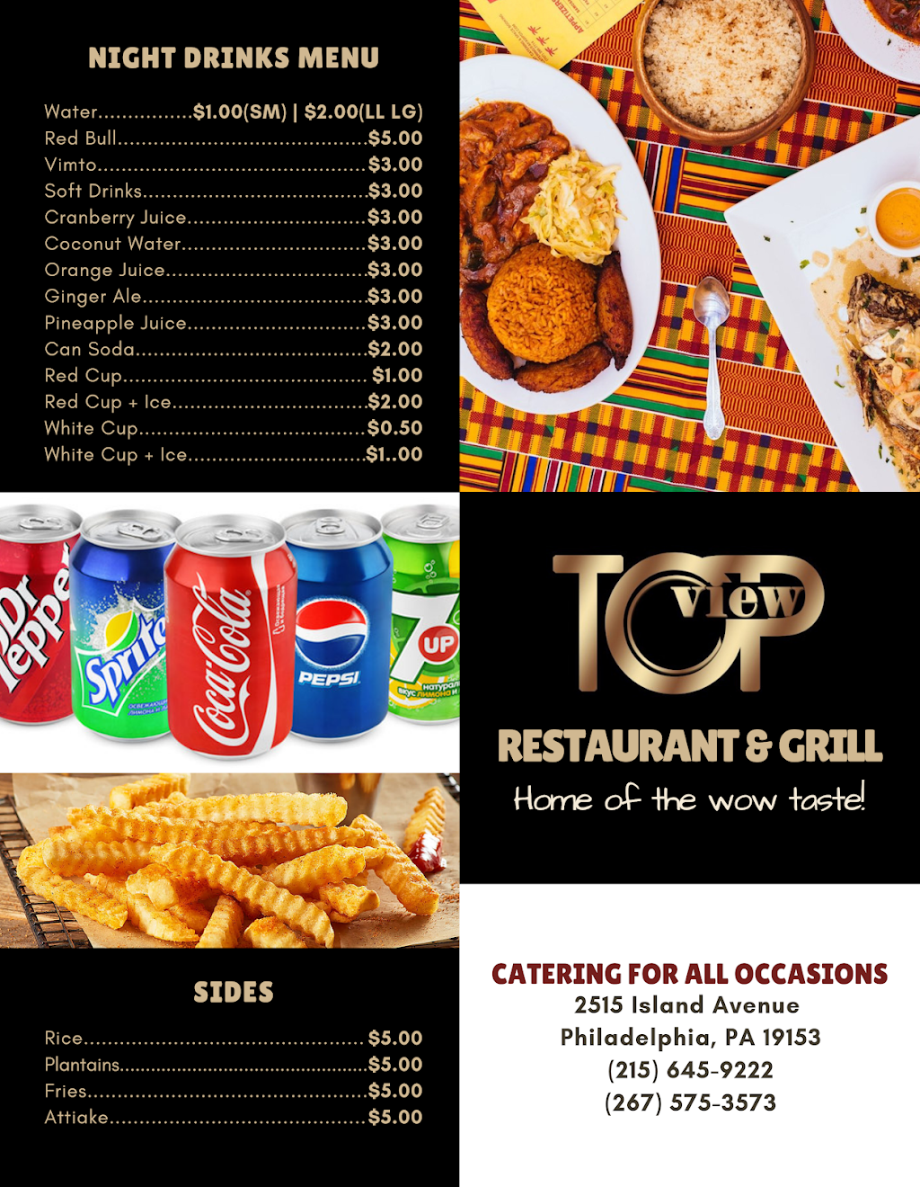 TopView Restaurant & Grill | 2515 Island Ave, Philadelphia, PA 19153, USA | Phone: (215) 645-9222