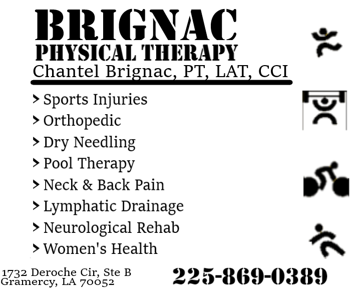 Brignac Physical Therapy | 1732 Deroche Cir, Gramercy, LA 70052, USA | Phone: (225) 869-0389