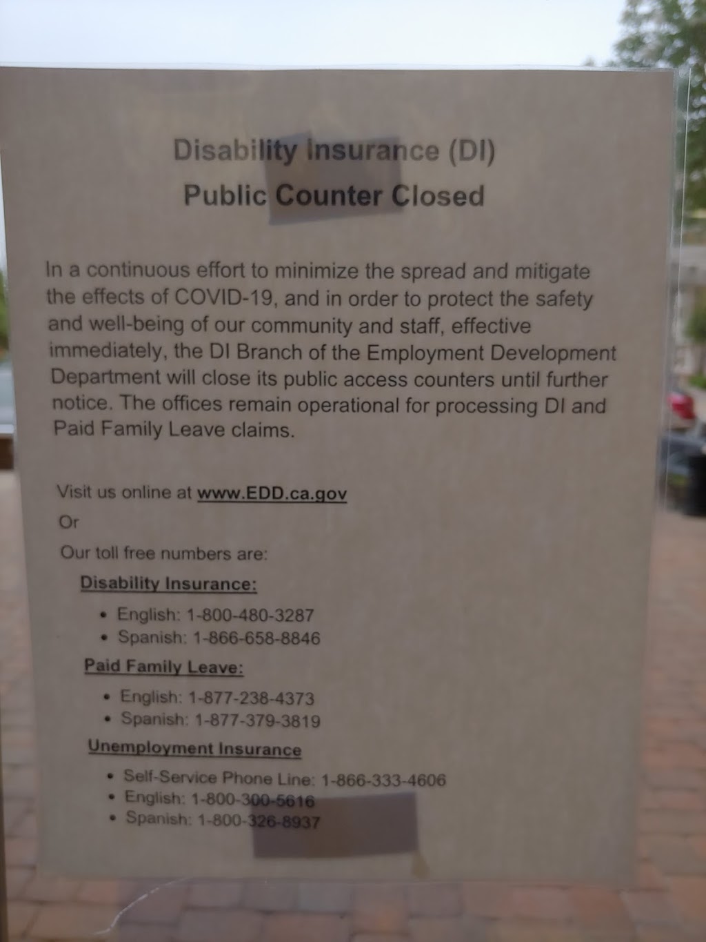 California State Disability Insurance Office | 15315 Fairfield Ranch Rd, Chino Hills, CA 91709, USA | Phone: (800) 480-3287