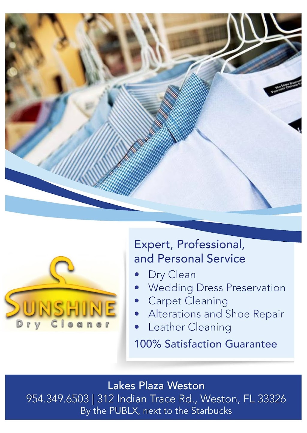 Sunshine Dry Cleaners | 312 Indian Trace, Weston, FL 33326, USA | Phone: (954) 349-6503