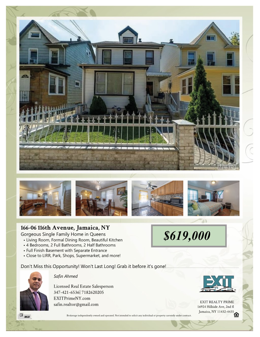 SAFIN AHMED, Realtor at EXIT Realty Prime | 189-10 Hillside Avenue Suite# E, Queens, NY 11423 | Phone: (347) 421-6536