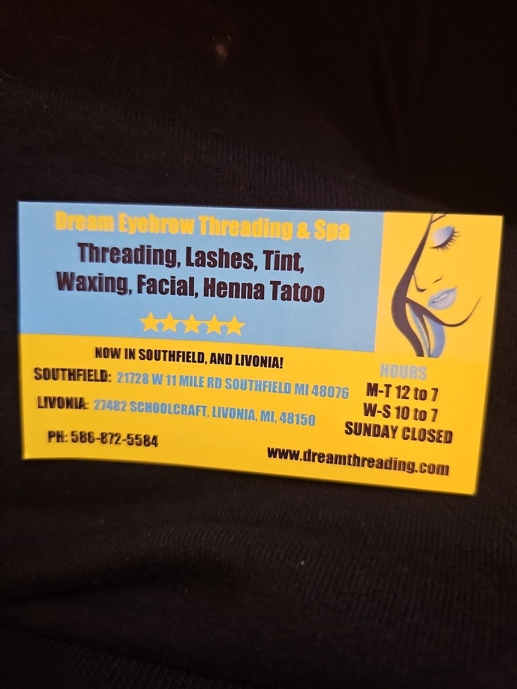 Dream Eyebrow Threading & Spa | 27482 Schoolcraft Rd, Livonia, MI 48150, USA | Phone: (586) 872-5584