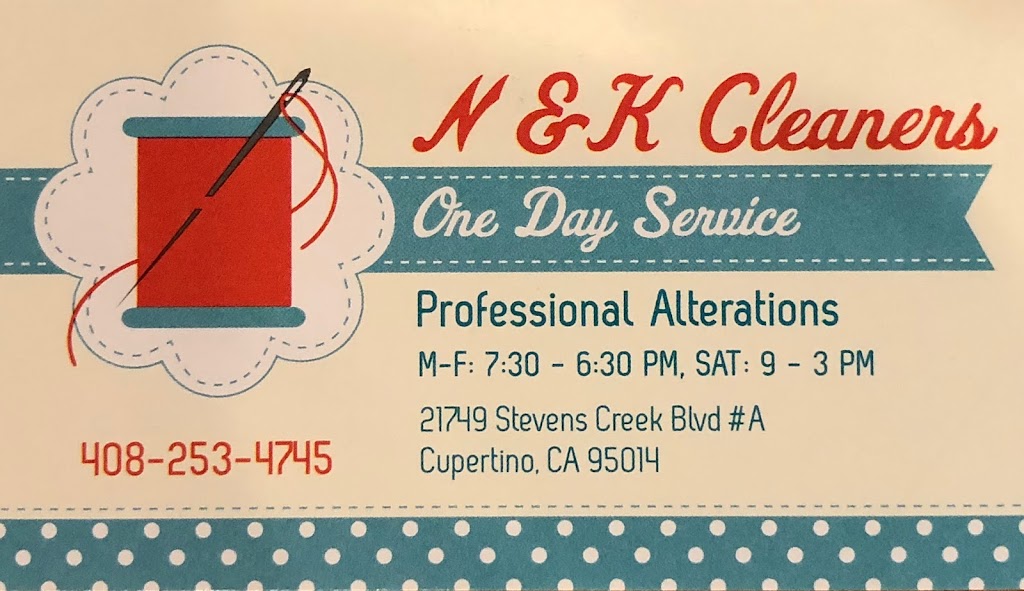 N & K Cleaners | 21749 Stevens Creek Blvd, Cupertino, CA 95014, USA | Phone: (408) 253-4745