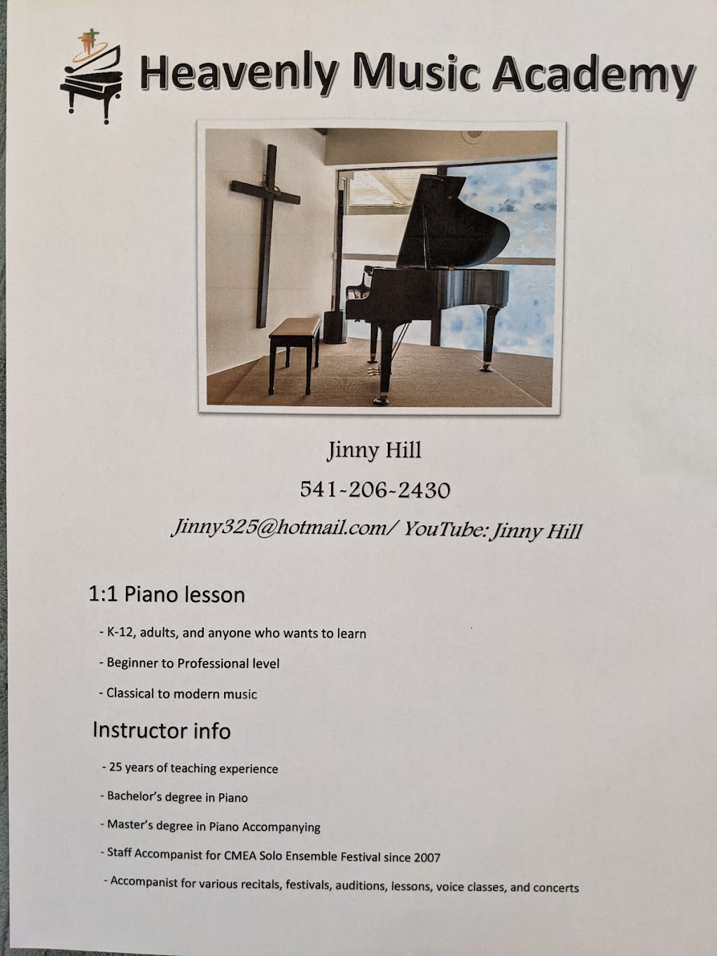 Heavenly Music Academy- Piano lessons | 1541 Palos Verdes Mall, Walnut Creek, CA 94597, USA | Phone: (541) 206-2430