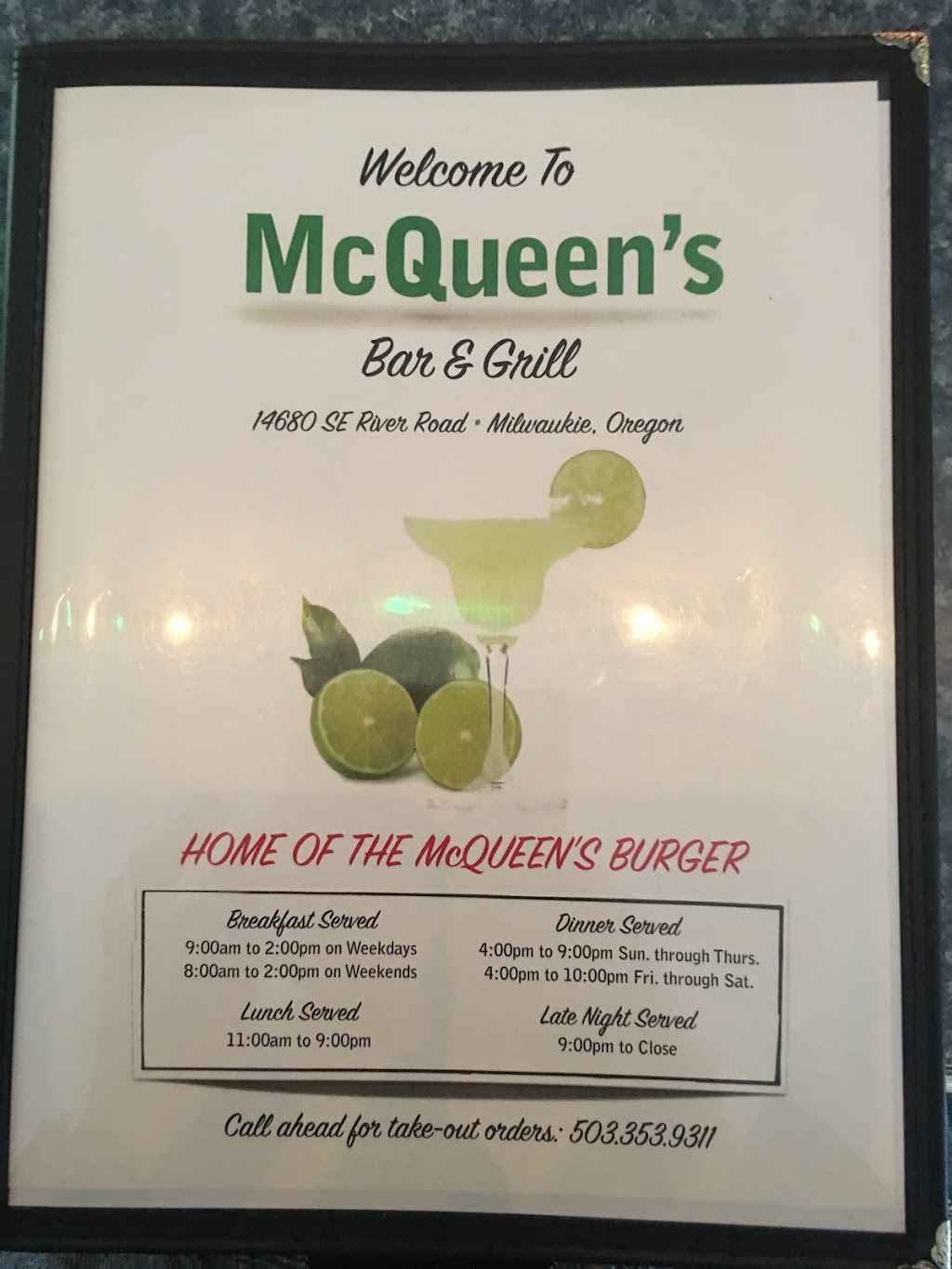 McQueens Bar & Grill | 14680 SE River Rd, Milwaukie, OR 97267, USA | Phone: (503) 353-9311