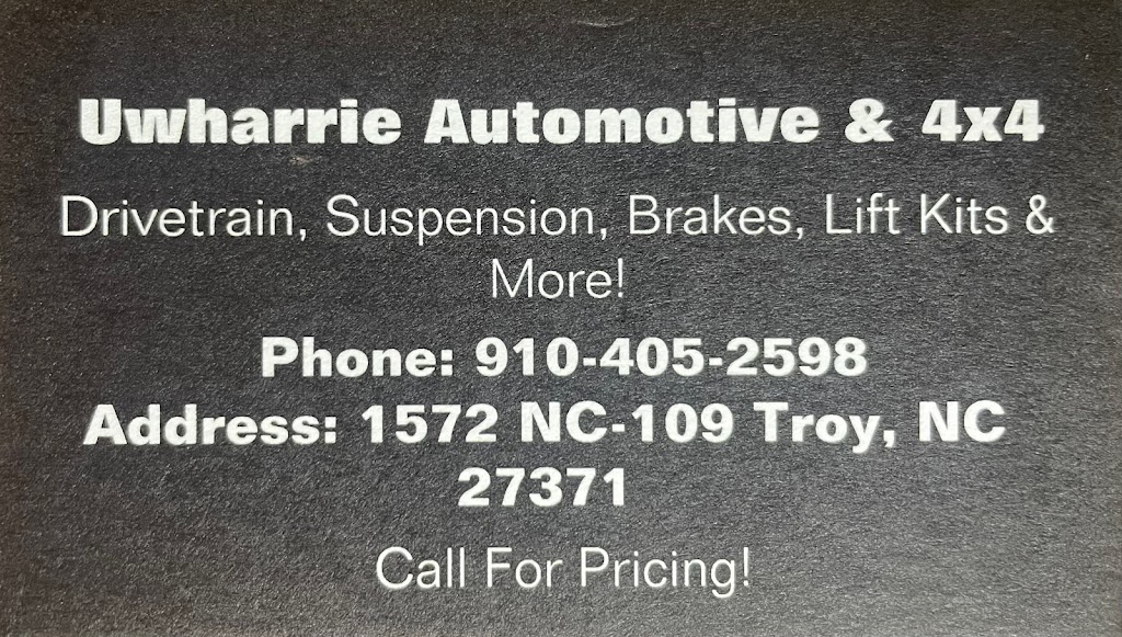 Uwharrie Automotive & 4x4 | 1572 NC-109, Troy, NC 27371, USA | Phone: (910) 405-2598