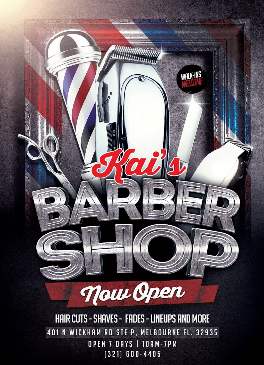 Kais Barbershop | 401 N Wickham Rd suite p, Melbourne, FL 32935, USA | Phone: (321) 600-4796