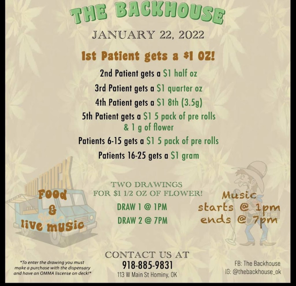 The BackHouse | 113 W Main St, Hominy, OK 74035 | Phone: (918) 885-9831