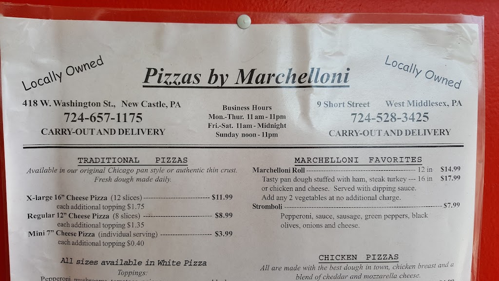 Pizzas By Marchelloni - New Castle | 418 W Washington St, New Castle, PA 16101, USA | Phone: (724) 657-1175