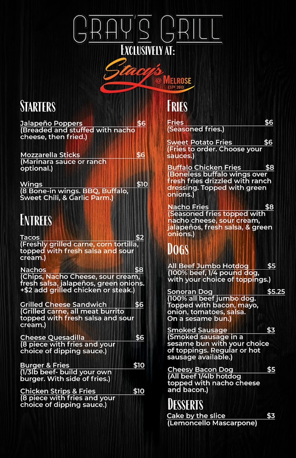 Grays Grill @ Stacys | 4343 N 7th Ave, Phoenix, AZ 85013, USA | Phone: (602) 281-5753