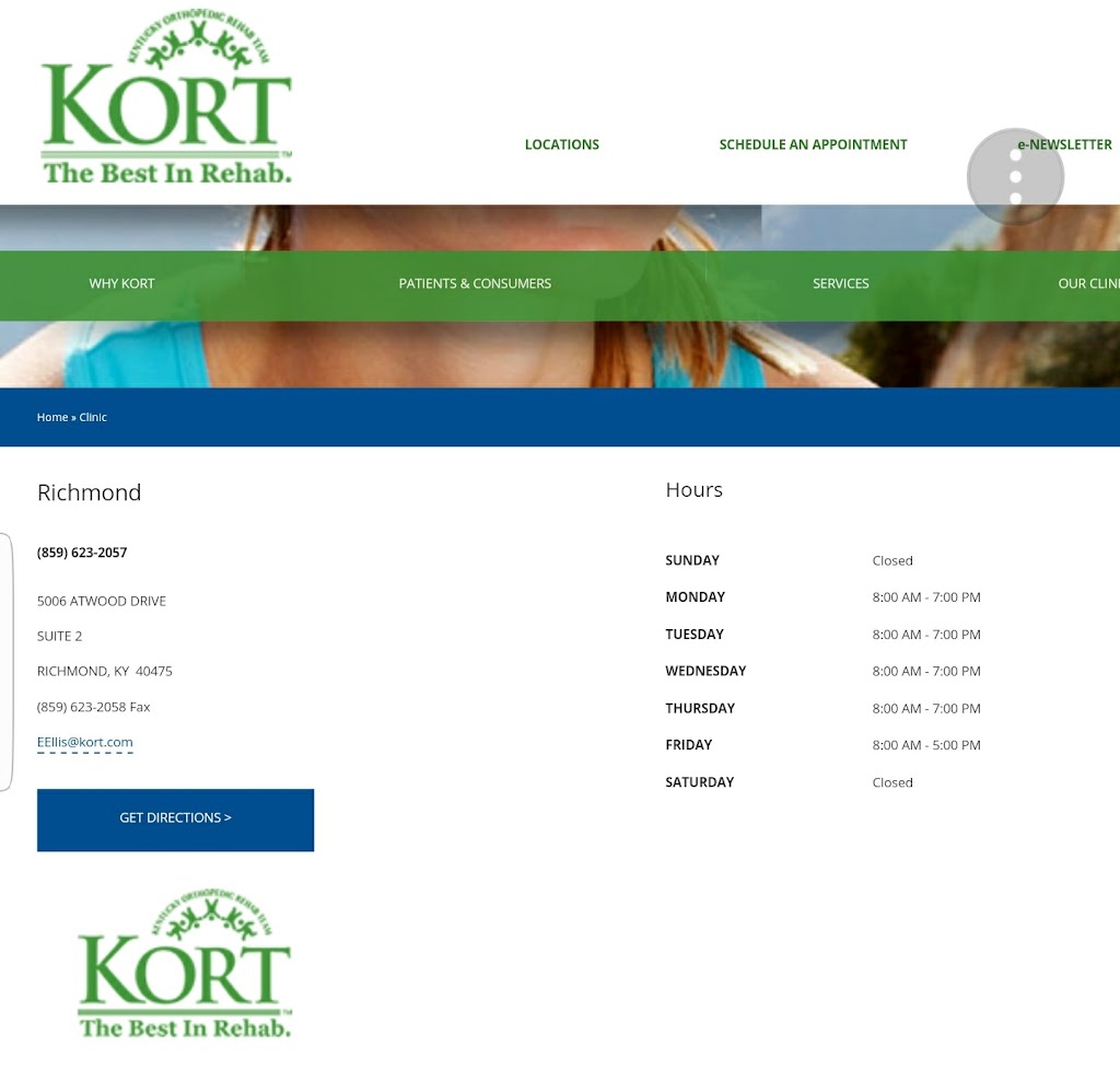 KORT Physical Therapy - Richmond | 5006 Atwood Dr Suite 2, Richmond, KY 40475, USA | Phone: (859) 623-2057