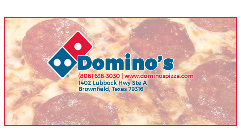 Dominos Pizza | 1402 Lubbock Rd, Brownfield, TX 79316, USA | Phone: (806) 636-3030