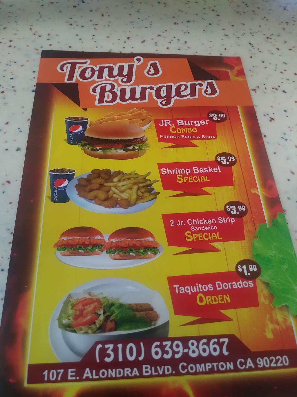 Tonys Burgers | 107 E little Towne city Avenue, Compton, CA 90220, USA | Phone: (310) 639-8667